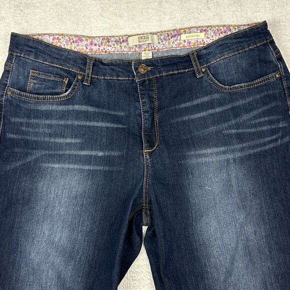 Vintage America Jeans Womens 16/33 (38x25) Boyfriend Blue Denim Floral Cottage - Picture 3 of 14